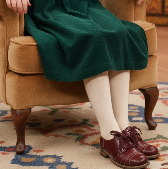 Vintage Other - Vintage NWOT Kids Burgundy Leather Lace Up Shoes